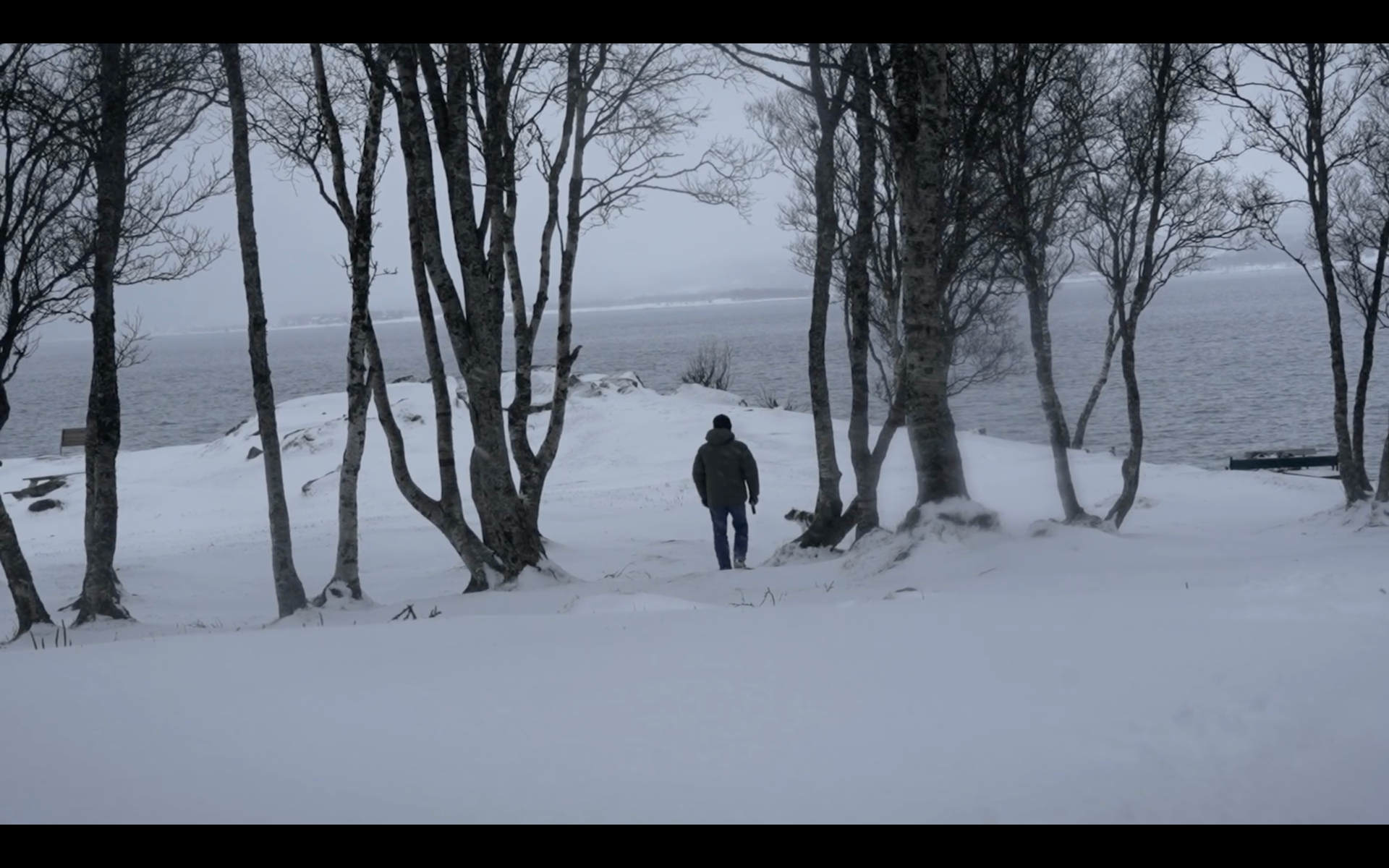 Tommy Olsen walking through snow in Norway